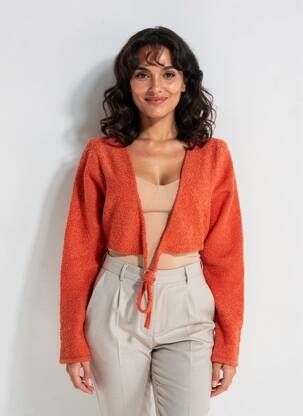 Cardigan petrecut elasticitate portocalie RHUM RAISIN femeie