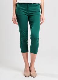 Pantalon 7/8 închidere cu fermoar sub clapetă cu nasturi verde FRACOMINA femeie