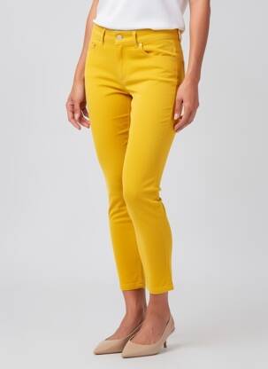 Pantalon 7/8 închidere cu fermoar sub clapetă cu nasturi galben FRACOMINA femeie