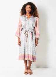 Rochie midi croială fluidă mâneci lungi albastru B.YOUNG femme