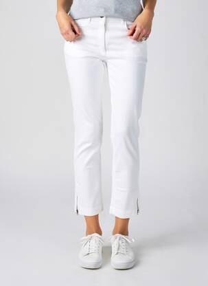 Pantalon 7/8 închidere cu fermoar sub clapetă cu nasturi alb ZRS TIMELESS femeie