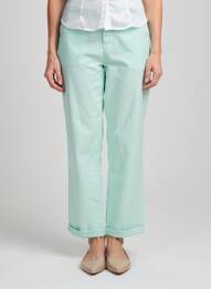 Pantalon drept închidere cu fermoar sub clapetă cu nasturi albastru HAPPY femme