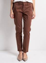 Pantalon chino țesătură poplin mărime normală maro HAPPY femeie