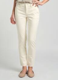 Pantalon chino țesătură poplin mărime normală bej HAPPY femeie