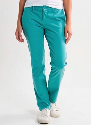Pantalon chino țesătură poplin mărime normală albastru HAPPY femeie
