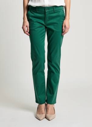 Pantalon chino țesătură poplin mărime normală verde HAPPY femeie