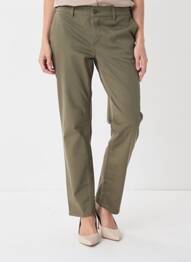 Pantalon chino țesătură poplin mărime normală verde închis HAPPY femeie