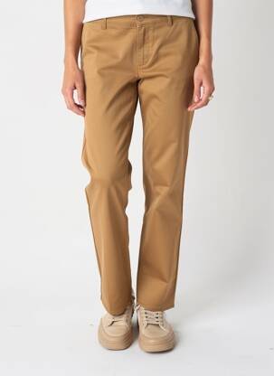 Pantalon chino țesătură poplin mărime normală galben HAPPY femeie