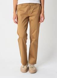 Pantalon chino țesătură poplin mărime normală galben HAPPY femeie