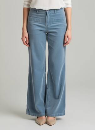 Pantalon evazat elasticitate mărime normală albastru HAPPY femeie