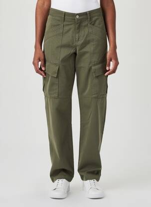 Pantalon cargo subțire talie înaltă verde HAPPY femeie
