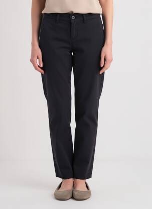 Pantalon chino țesătură poplin mărime normală negru HAPPY femeie