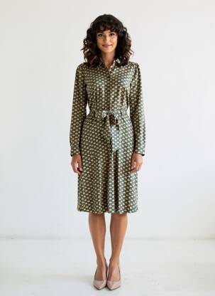 Rochie midi croială fluidă mâneci lungi verde KING LOUIE femeie