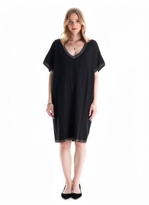 Rochie pulover croială dreaptă mâneci scurte negru LPB femeie