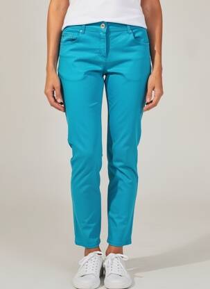 Pantalon 7/8 închidere cu fermoar sub clapetă cu nasturi albastru LAUREL femeie