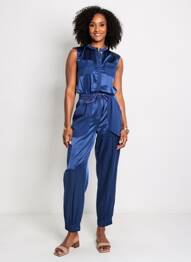 Salopetă-pantalon fără mâneci fără mâneci albastru HIGH femme