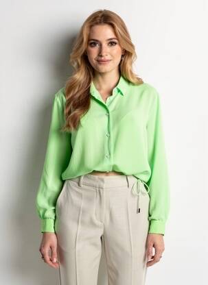 Cămașă țesătură crep mâneci lungi verde MARC CAIN femme