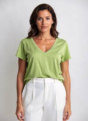 Tricou guler în v mâneci scurte verde MAYJUNE femeie