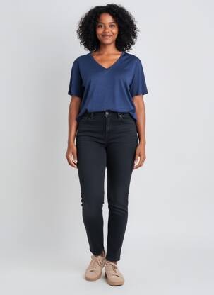Tricou guler în v mâneci scurte albastru NOTSHY femeie