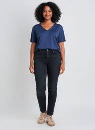 Tricou guler în v mâneci scurte albastru NOTSHY femme