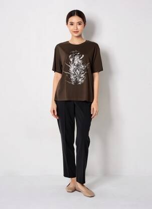 Tricou croială dreaptă mâneci scurte maro MOS MOSH femeie