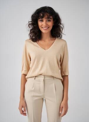 Tricou mâneci 3/4 mâneci 3/4 bej NOTSHY femeie