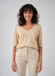 Tricou mâneci 3/4 mâneci 3/4 bej NOTSHY femme