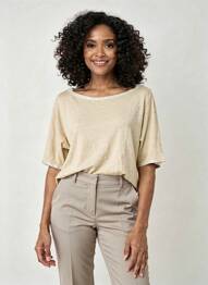 Tricou croială cambrată mâneci scurte bej MAYJUNE femme