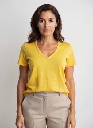 Tricou guler în v mâneci scurte portocaliu CLOSED femeie