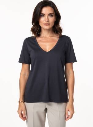Tricou guler în v mâneci scurte albastru CLOSED femeie