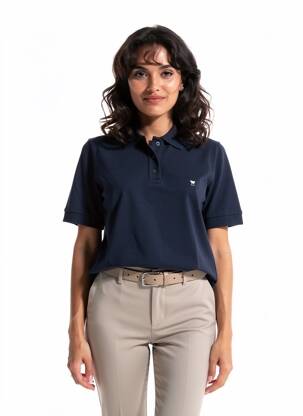 Polo broderie mâneci scurte albastru WEEKEND MAXMARA femme