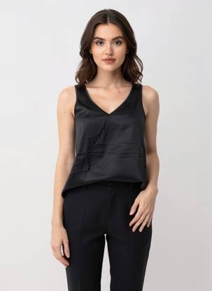 Top croială fluidă fără mâneci negru MOS MOSH femeie
