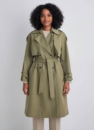 Trench țesătură poplin fără glugă verde OOF WEAR femeie