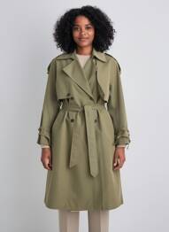 Trench țesătură poplin fără glugă verde OOF WEAR femeie