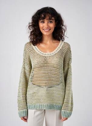 Pulover plasă decupată mâneci lungi verde WEEKEND MAXMARA femeie