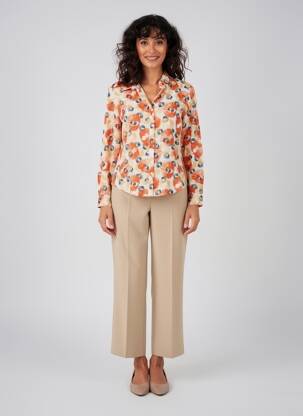 Cămașă imprimeu floral mâneci lungi portocalie NUMEROLOGIE femeie