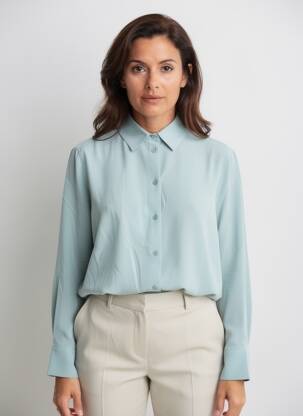 Cămașă țesătură crep mâneci lungi albastru WEEKEND MAXMARA femeie