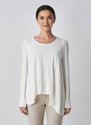 Pulover tunică elasticitate mâneci lungi bej HIGH femeie