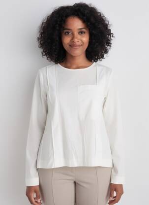 Top elasticitate mâneci lungi bej HIGH femeie