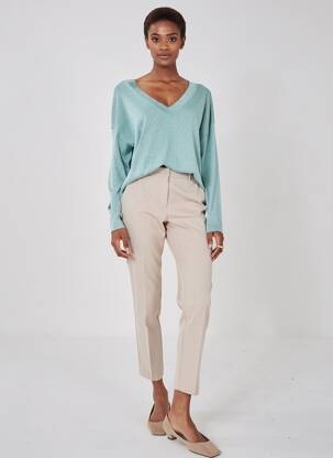 Pulover guler în v mâneci lungi verde WEEKEND MAXMARA femeie