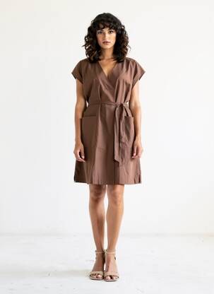 Rochie scurtă mâneci scurte mâneci scurte maro WEEKEND MAXMARA femeie