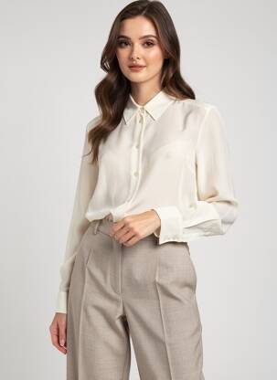 Cămașă țesătură crep mâneci lungi bej WEEKEND MAXMARA femeie