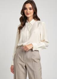 Cămașă țesătură crep mâneci lungi bej WEEKEND MAXMARA femeie