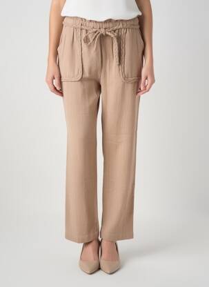 Pantalon drept țesătură crep talie înaltă maro NOTSHY femeie