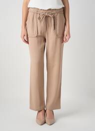 Pantalon drept țesătură crep talie înaltă maro NOTSHY femme