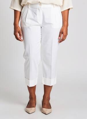 Pantalon 7/8 talie cu cleme mărime normală alb RAFFAELLO ROSSI femeie
