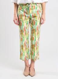 Pantalon 7/8 talie cu cleme mărime normală verde MAYJUNE femme