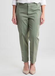 Pantalon chino țesătură poplin mărime normală verde CLOSED femme