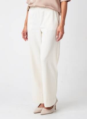 Pantalon drept talie elastică bej INDIES femeie