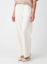 Pantalon drept talie elastică bej INDIES femeie